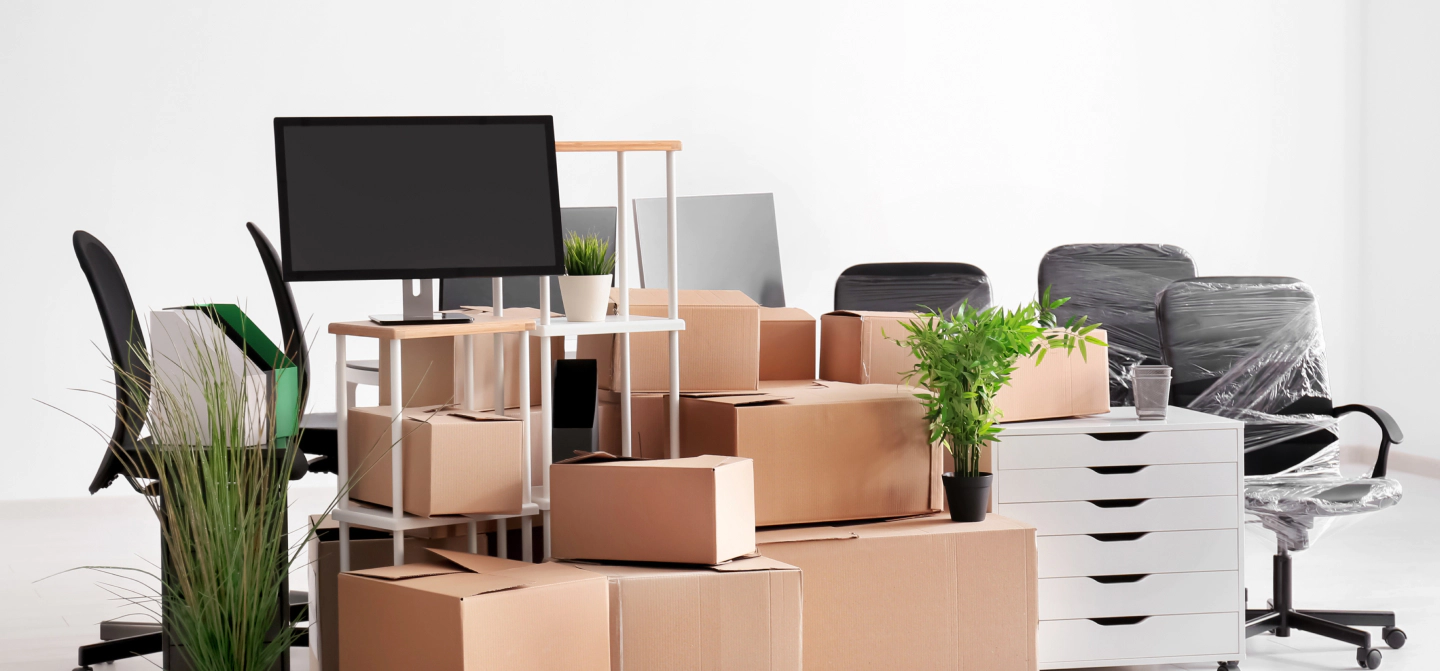 boxes and furnitures packed in an office north palm springs ca